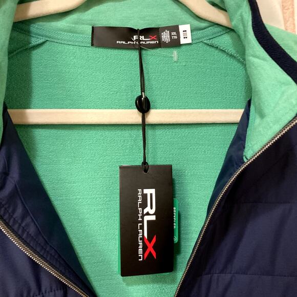 RLX Ralph Lauren Performance Hybrid Golf Vest Full Zip Navy/Green Size XXL NWT - Picture 5 of 16